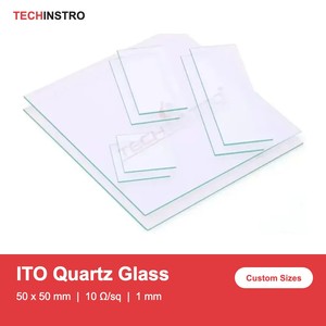 แก้วควอตซ์เคลือบ ITO ขนาด 50x50 มม. 10 โอห์ม/ตร.ม. หนา 1 มม. วัสดุนำไฟฟ้าควอตซ์หลอมความบริสุทธิ์สูงสำหรับอุปกรณ์ออปโตอิเล็กทรอนิกส์ UV - Product Image 2