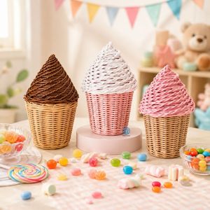 Eco Friendly Handmade Rattan Ice Cream Shape Candy <b>Gift</b> Box For Ramadan <b>Eid</b> Kids Treat Basket Party Favor Wholesale Supplier - Product Image 6