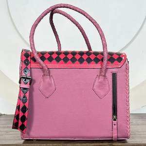 Bolso Tote Cruzado de Cuero Genuino Hecho a Mano al por Mayor con Diseño de Tablero de Ajedrez, Bolso de Hombro Estilo Occidental para Mujer - Product Image 5