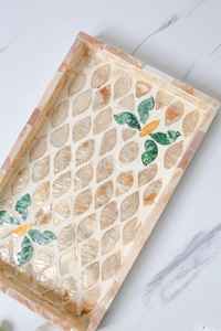 Plateau rectangulaire personnalisé en nacre, cadeau pour la fête des mères, cadeau de mariage/anniversaire, assiettes pour le petit-déjeuner, les boissons, les collations, la table à café - Product Image 4