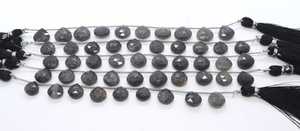 ลูกปัดหินซันสโตนสีดำธรรมชาติทรงหัวใจขนาด 7x14-8x16 มม. ลูกปัดพลอยซันสโตนสีดำขนาด 6 นิ้ว ลูกปัดซันสโตนเจียระไนสำหรับทำเครื่องประดับ - Product Image 5