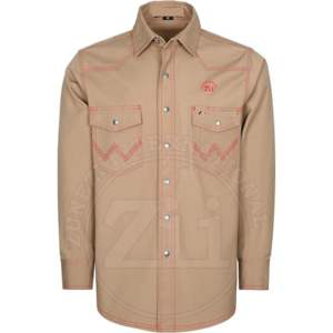 T-shirts ignifuges à manches longues pour hommes OEM Khaki NFPA2112 CAT2 7oz pour soudeurs et équipes de travail FR légers ZUNEZI International - Product Image 1