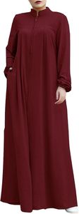 Abaya grande taille pour femme, robe longue à manches longues, couleur unie, col montant, coupe ample, style Moyen-Orient, pour usage quotidien - Product Image 6