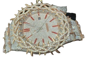 Reloj Unisex de Lujo con Correa de Cuero, Automático, de 41 mm, con Tono Blanco Rosa, Oro Amarillo Antiguo, Moissanita VVS, Zafiro - Product Image 1