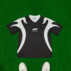 โลชาปปายเสื้อยืดกีฬาแขนสั้นผู้ชายสีดำสีขาวพิมพ์ลายหมายเลข 46 โอเวอร์ไซส์ แห้งเร็วเสื้อเจอร์ซีย์สตรีทแวร์ - Product Image 4