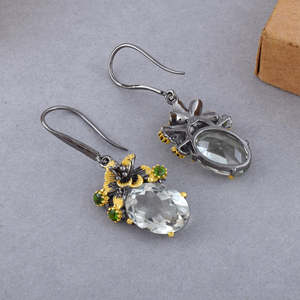 Wholesale 925 Sterling <b>Silver</b> <b>Stud</b> Earrings Top Selling Oval Cut Natural Green Amethyst Gemstone Prong Setting For Anniversaries - Product Image 2