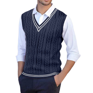 Pull en tricot acrylique respirant, haut sans manches léger, pull pour homme très vendu, pull en tricot confortable - Product Image 2