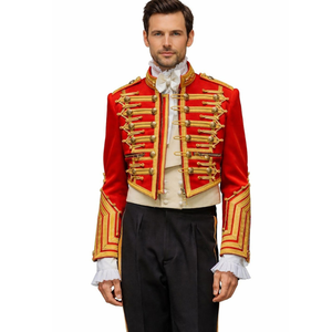 Chaqueta Roja Obexa OBB-39493 con Trenzado Dorado en Tela de Algodón, Estilo Jimi Hendrix para Hombre, Ropa de Actuación - Product Image 1