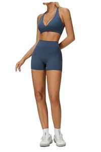 Ensemble de yoga et de sport pour femme 2026, tendance et décontracté, avec soutien-gorge à col en V, leggings taille haute froncés à jambes larges, pour la gym, le yoga, la course en extérieur et le fitness - Product Image 4