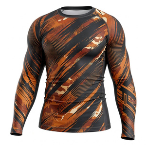 เสื้อแรชการ์ดแบบสี่ทิศทางยืดหยุ่นได้ 220 GSM ป้องกันรังสียูวี ระบายอากาศได้ดี UPF50+ สำหรับแบรนด์/ยิม MMA ขายส่งในสหรัฐอเมริกา - Product Image 4