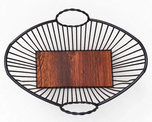 Cesta de Alambre con Asa de Anillo y Base de Madera, Tipo de Suelo, No Plegable, para Almacenamiento de Frutas y Verduras, Flexible y Portátil - Product Image 4