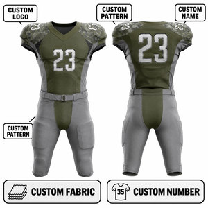 Uniforme de football américain personnalisé pour hommes adultes, impression par sublimation, polyester respirant, gris olive, numéro 23 - Product Image 3