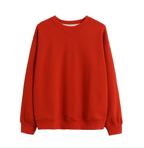 Sweat-shirt à col rond pour femme, couleur unie, 100% coton, tricoté, manches longues, décontracté, vêtements d'automne - Product Image 4
