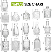 Set 3 6 12 Vases à bourgeons de table Art déco européen de luxe Petite bouteille transparente Boule carrée pour mariage Décoration de Noël Centres de table
