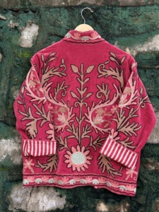 Pink Handmade Sujani Artisan Embroidered Velvet Cotton <b>Jacket</b> <b>Women</b> Floral Indian Ethnic Autumn/Winter Fashion Outerwear - Product Image 2