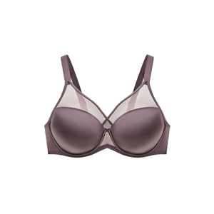 Soutien-gorge push-up à armatures, coupe plongeante, bonnet complet, en polyamide tricoté, bretelles réglables, dos nageur, fermeture, couleur unie, pour femme - Product Image 1