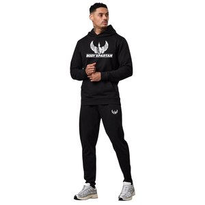 Men’s Black Pullover Hoodie and Jogger Pants Set Casual <b>Athletic</b> Sportswear Training Workout Tracksuit Activewear Outfit - Product Image 1