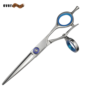 Ciseaux de coiffure professionnels, lame polie miroir, manche en acier inoxydable, manche décalé, ciseaux à cheveux argentés - Product Image 5