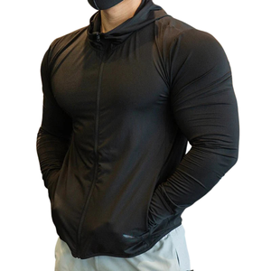 Sudadera con Capucha de Secado Rápido para Hombre, Ligera, con Cierre, Manga Larga, Elástica, Colores Personalizados, Venta al por Mayor, OEM, ODM - Product Image 4