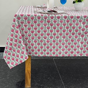 Elegant Handcrafted Floral Printed Table Cover Red Blue <b>Green</b> Pattern Washable Home Decor - Product Image 2
