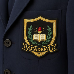 Insignias Bordadas a Mano Personalizadas, Ecológicas y Libres de Níquel, con Hilo Dorado para Escuelas, Universidades, Blazers y Uniformes - Product Image 5