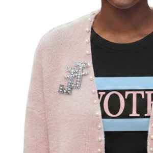 Broche en strass avec logo Jack and Jill Pearl, épingle de revers scintillante avec lettres, accessoire de mode tendance - Product Image 6