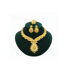 Ensemble de bijoux pour femmes plaqué or 24 carats, 4 pièces, pour fiançailles, mariage, fête, cadeau de mariée, fait main, haute qualité, bijoux indiens - Product Image 1