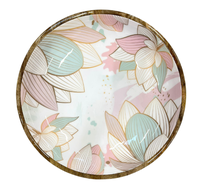 Ensemble de bols en bois de style classique avec motif de feuilles imprimé en émail pour les fêtes et les restaurants, vaisselle de service alimentaire pour la cuisine
