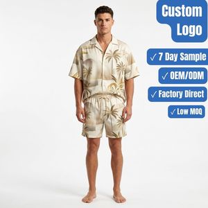 Conjunto de Camisa y Pantalones Cortos Estampados de Estilo Hawaiano Transpirables de Verano para Hombre, Fabricante de Ropa de Marca Privada OEM ODM - Product Image 1