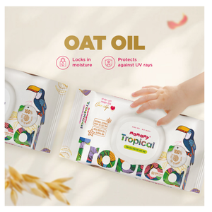 Lingettes humides multi-usages Mamamy Tropical 60 pièces, lingettes pour bébé naturelles sans alcool, non tissées, respectueuses de la peau, lingettes de nettoyage ménager - Product Image 2