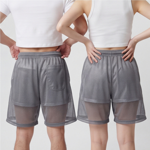 Shorts transparents style mode 100% polyester avec cordon de serrage à la taille, shorts décontractés en maille transparente unisexe - Product Image 4