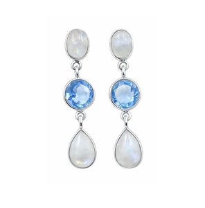 Elegant Sterling Silver Hanging Stone Earrings with <b>Moonstone</b> and Iolite for Women Stylish Gemstone <b>Jewelry</b> for Party & Wedding - Product Image 3