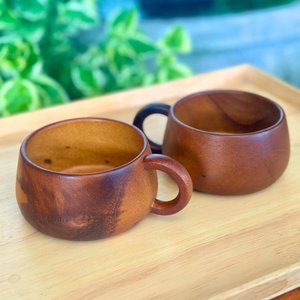 Tasse à thé en bois artisanale classique, grain naturel, réutilisable, écologique - Product Image 3