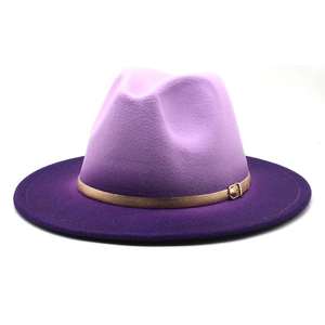 Fashion Polyester Fedora Hat for <b>Women</b> Men Classic Character Casual <b>Flat</b> Wide Brim Jazz <b>Cap</b> - Product Image 2