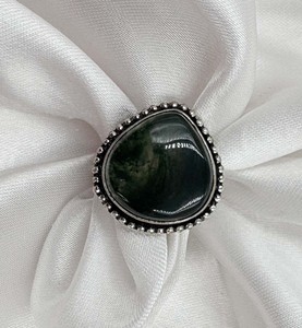Natural Moss Agate Brass 925 Silver Plated Trendy <b>Large</b> Teardrop Gemstone <b>Ring</b> for Unisex Wholesale Ready - Product Image 6