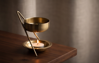 Brûleur d'encens en fer doré, porte-bougie chauffe-plat en métal, bol suspendu, diffuseur d'huiles essentielles, vente en gros