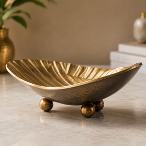 <b>Rustic</b> Metal Engraved Bowl Artistic Handmade Decorative Centerpiece Tray - Product Image 1