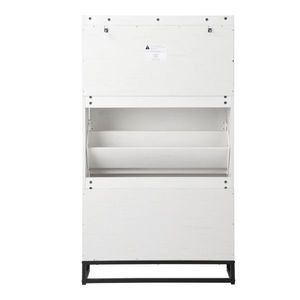 Mobiletto con tre cassetti e anta scorrevole in truciolato bianco anticato con pannello superiore 80*24*145cm, organizer per scarpe - Product Image 2