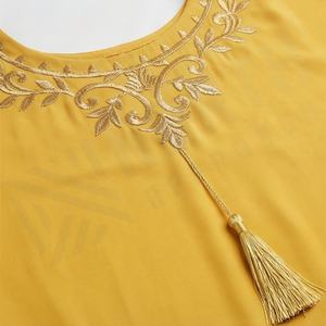 Robe de soirée Kaftan musulmane modeste à manches chauve-souris et broderies à pompons, grande taille, Abaya, vêtements de mode pour l'Aïd - Product Image 4