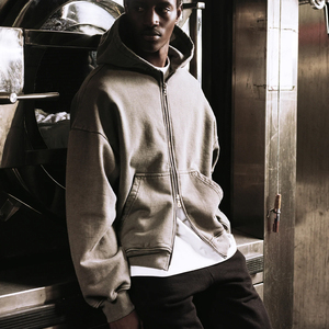 Unisex Solid Color <b>Zip</b> <b>Up</b> Hoodie Sweatshirt Cotton Fleece Full <b>Zip</b> <b>Jacket</b> Casual Loose Fit Streetwear - Product Image 4