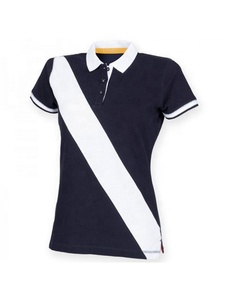 Camisa Negra para Mujer con Cuello y Puños Blancos, Manga Corta, Tejido de Punto Informal, Color Sólido, Largo Regular, 100% Algodón, Logotipo en la Parte Delantera - Product Image 2