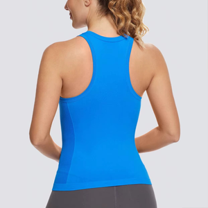 Débardeur pour femme en polyester/coton respirant, léger et écologique, avec logo personnalisé, couleurs variées, sans coutures, sans manches, pour entraînement musculaire - Product Image 2