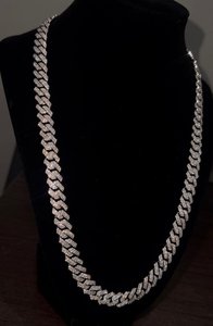 Collar de Lujo con Cadena Cubana de Plata 925 con Baño de Rodio y Moissanita de Corte Redondo, Unisex, para Fiestas, Uso Diario, Estilo Hip Hop - Product Image 5