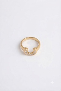 Anillo de Oro Sólido de 14K con Diamante Cultivado en Laboratorio E VS1, Anillo de la Suerte en Forma de Herradura con Corte Baguette para Mujer, Anillo de Declaración - Product Image 4