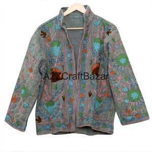 Chaqueta de punto bordada a mano con tela floral de algodón ecológico estilo vintage Suzani, informal, para verano/invierno/primavera, ideal para fiestas. - Product Image 6