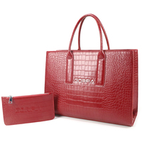 Set Tas Tangan dan Dompet Kulit Asli Wanita Bermerek Original dengan Pola Unik, Mewah, Dua Buah, Desain Ritsleting