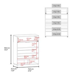 Scarpiera a 3 livelli Alpine con 1 cassetto e 5 ripiani, mobiletto bianco per riporre le scarpe - Product Image 4