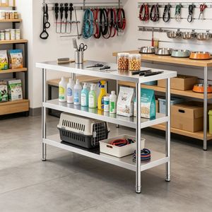 Banco da Lavoro Autoportante in Acciaio Inox 304 Certificato NSF con Finitura Opaca Spazzolata - Product Image 6