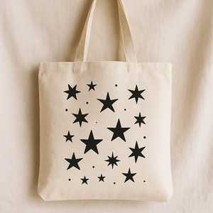 Sac fourre-tout réutilisable en toile de coton tendance avec motif lettres, écologique et lavable, logo personnalisé pour les boutiques et la marque - Product Image 1