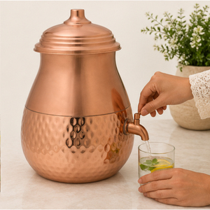 Distributeur d'eau en cuivre pur de qualité supérieure, Matka martelé artisanal avec robinet anti-fuite pour les bienfaits ayurvédiques et la maison - Product Image 6